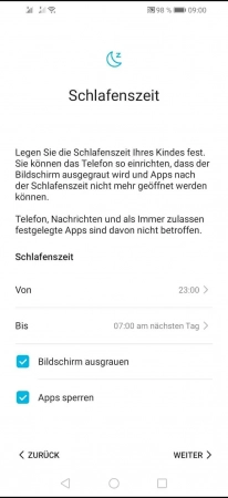 Schritt 8: Tippe auf Weiter Bildschirmzeitverwaltung einrichten - Tippe auf Weiter