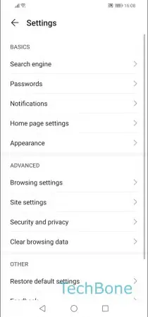Homepage -  Tap on  Home page settings  