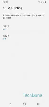 How to Turn On/Off Wi-Fi calling -  Choose a  SIM card  