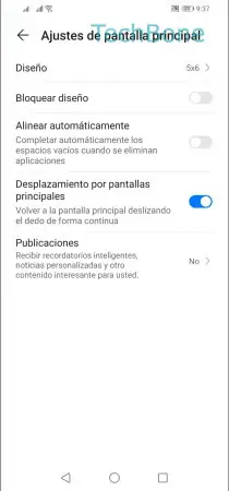 Paso 3: Activa o desactiva Bloquear diseño Bloquear diseño de la pantalla de inicio - Activa o desactiva Bloquear diseño