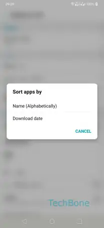 Sort apps -  Choose between  Name (Alphabetically)  and  Download date  