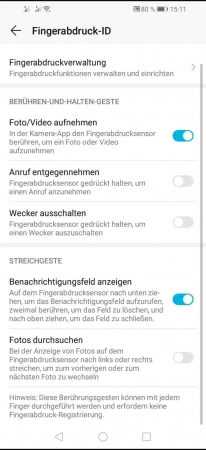 Schritt 4: Aktiviere oder deaktiviere Fotos durchsuchen Mit Fingerabdrucksensor Fotos durchsuchen - Aktiviere oder deaktiviere Fotos durchsuchen