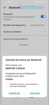 Establecer conexión Bluetooth -  Presiona  Enlazar  