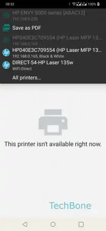 Print a file -  Tap on desired  Printer  
