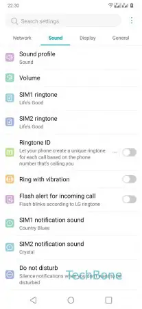 Custom ringtone -  Tap on  SIM1 ringtone  /  SIM2 ringtone  