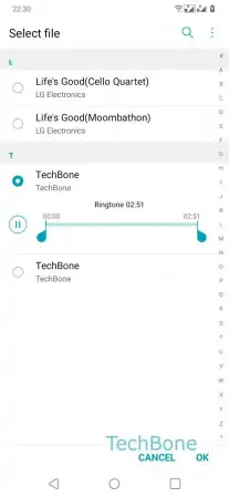 Custom ringtone -  Confirm with  OK  