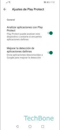 Paso 5: Activa o desactiva Analizar aplicaciones con Play Protect Google Play Protect - Activa o desactiva Analizar aplicaciones con Play Protect