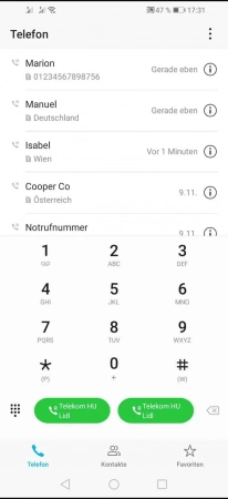 Schritt 2: Tippe und halte den gewünschten Eintrag Eintrag aus Anrufliste entfernen - Tippe und halte den gewünschten Eintrag