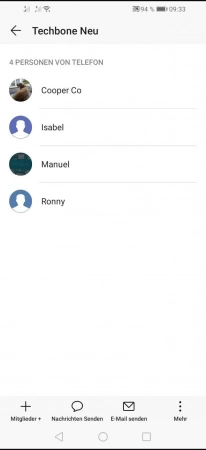 Schritt 4: Tippe und halte das zu entfernende Mitglied Mitglied aus Gruppe entfernen - Tippe und halte das zu entfernende Mitglied