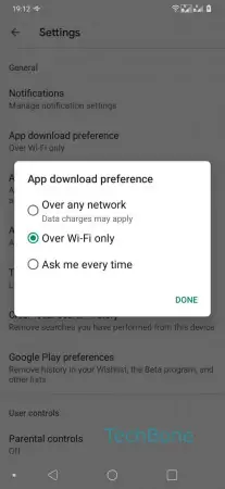 Download Apps over Wi-Fi only -  Confirm with  Done  