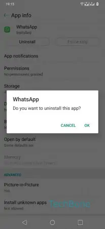 Uninstall an App -  Confirm with  OK  