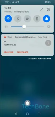 Paso 2: Desliza hacia la izquierda para abrir el menú Desactivar temporalmente una notificación - Desliza hacia la izquierda para abrir el menú