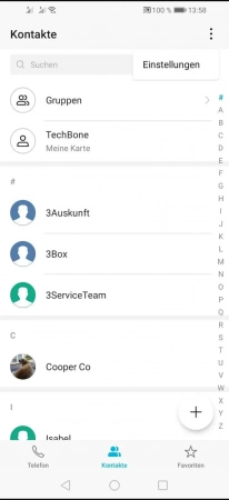 Schritt 3: Öffne die Einstellungen Einfache Ansicht für Kontaktliste - Öffne die Einstellungen