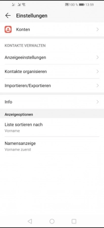 Schritt 4: Tippe auf Anzeigeeinstellungen Angezeigte Kontakte filtern - Tippe auf Anzeigeeinstellungen