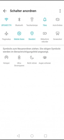 Schritt 5: Lasse das Symbol los um es an der Position zu fixieren Schnelleinstellungen anpassen - Lasse das Symbol los um es an der Position zu fixieren