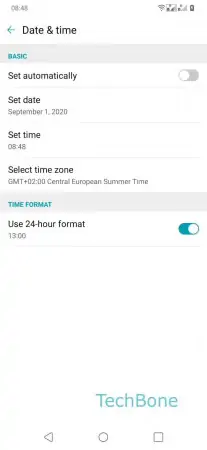 Change Time Zone -  Tap on  Select time zone  