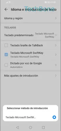 Paso 5: Selecciona el teclado predeterminado Cambiar teclado predeterminado - Selecciona el teclado predeterminado