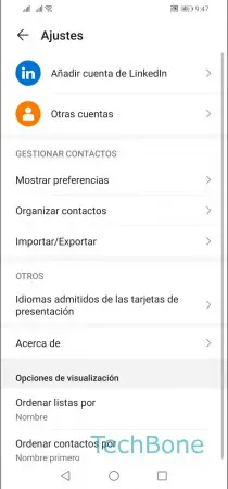 Paso 4: Presiona Importar/Exportar Importar contactos - Presiona Importar/Exportar