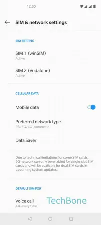 Data roaming -  Choose a  SIM card  