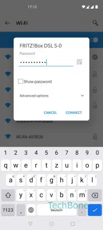 Connect to a Wi-Fi network -  Enter the  password  and tap  Connect  