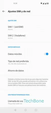 Paso 4: Selecciona una tarjeta SIM (doble SIM) Activar/desactivar tarjeta SIM - Selecciona una tarjeta SIM (doble SIM)