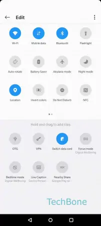 Edit quick settings -  Swipe  left  or  right  to browse the quick settings 