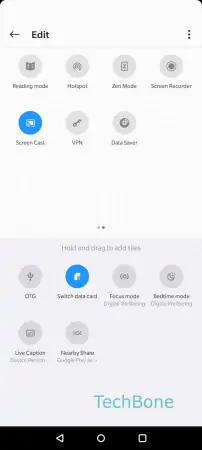 Edit quick settings -  Tap on  Back  