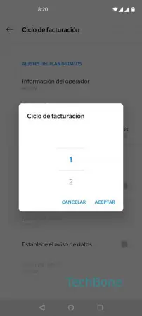 Paso 6: Desliza hacia la arriba o abajo para seleccionar el día Reinicio del ciclo de facturación - Desliza hacia la arriba o abajo para seleccionar el día