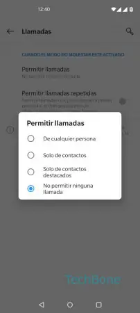 Paso 6: Selecciona una opción Permitir llamadas (No molestar) - Selecciona una opción