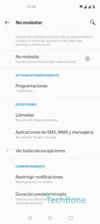 Paso 4: Presiona Programaciones Programar el modo No Molestar - Presiona Programaciones