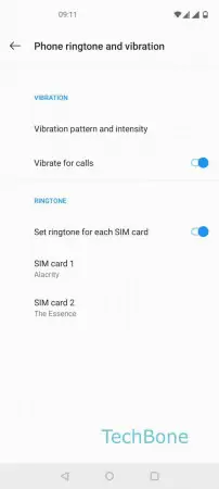 Custom ringtone -  Choose  SIM card 1 / 2  