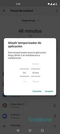 Paso 7: Presiona Aceptar Temporizador de aplicación - Presiona Aceptar