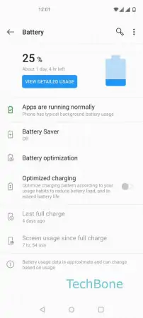 Detailed battery usage -  Tap on  View detailed usage  