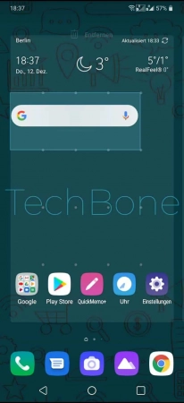Schritt 2: Lasse das Widget los, sobald der Bearbeitungsmodus gestartet wird Widget-Größe ändern - Lasse das Widget los, sobald der Bearbeitungsmodus gestartet wird