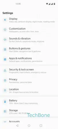 Individual app permissions -  Tap on  Apps & notifications  