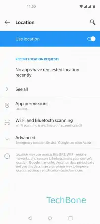 Wi-Fi/Bluetooth scanning -  Tap on  Wi-Fi and Bluetooth scanning  