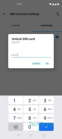 Lock SIM card -  Enter the current  SIM   PIN  and tap  OK  