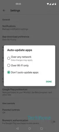 Automatic app updates -  Confirm with  Done  