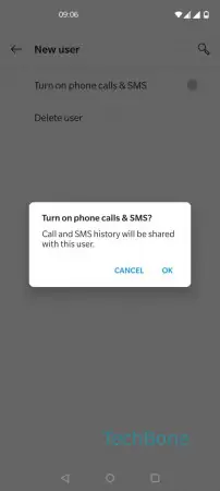 Allow phone calls and SMS -  Confirm with  OK  