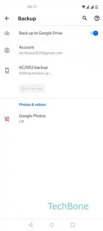 Change Google Backup account -  Tap on  Account  