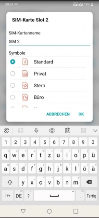 Schritt 5: Bestätige mit OK SIM-Karte umbenennen - Bestätige mit OK