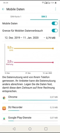 Schritt 3: Tippe auf den aktuellen Zeitraum Zurücksetzungstag für Datennutzung - Tippe auf den aktuellen Zeitraum