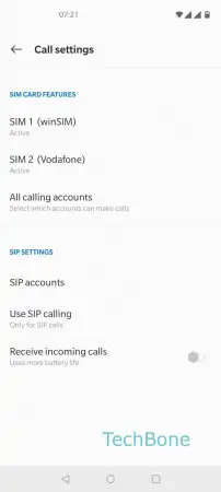 Show or hide caller ID -  Choose a  SIM card   (Dual SIM)  