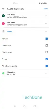 Choose displayed contacts -  Tap on  Save  