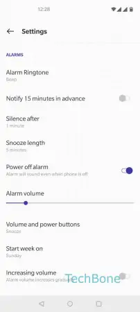 Alarm functions for volume buttons -  Tap on  Volume and power buttons  