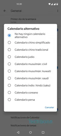 Paso 6: Selecciona un calendario alternativo Calendarios alternativos - Selecciona un calendario alternativo