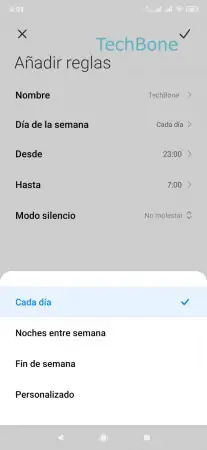 Paso 9: Selecciona Cada día , Noches entre semana , Fin de semana o Personalizado