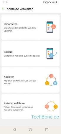 Schritt 4: Tippe auf Importieren Kontakte importieren - Tippe auf Importieren