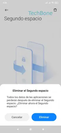 Paso 5: Presiona Eliminar para confirmar Eliminar perfil secundario - Presiona Eliminar para confirmar