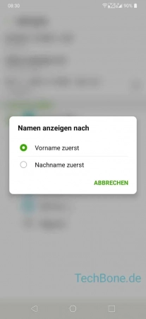 Schritt 6: Wähle zwischen Vorname zuerst und Nachname zuerst Namensformat - Wähle zwischen Vorname zuerst und Nachname zuerst
